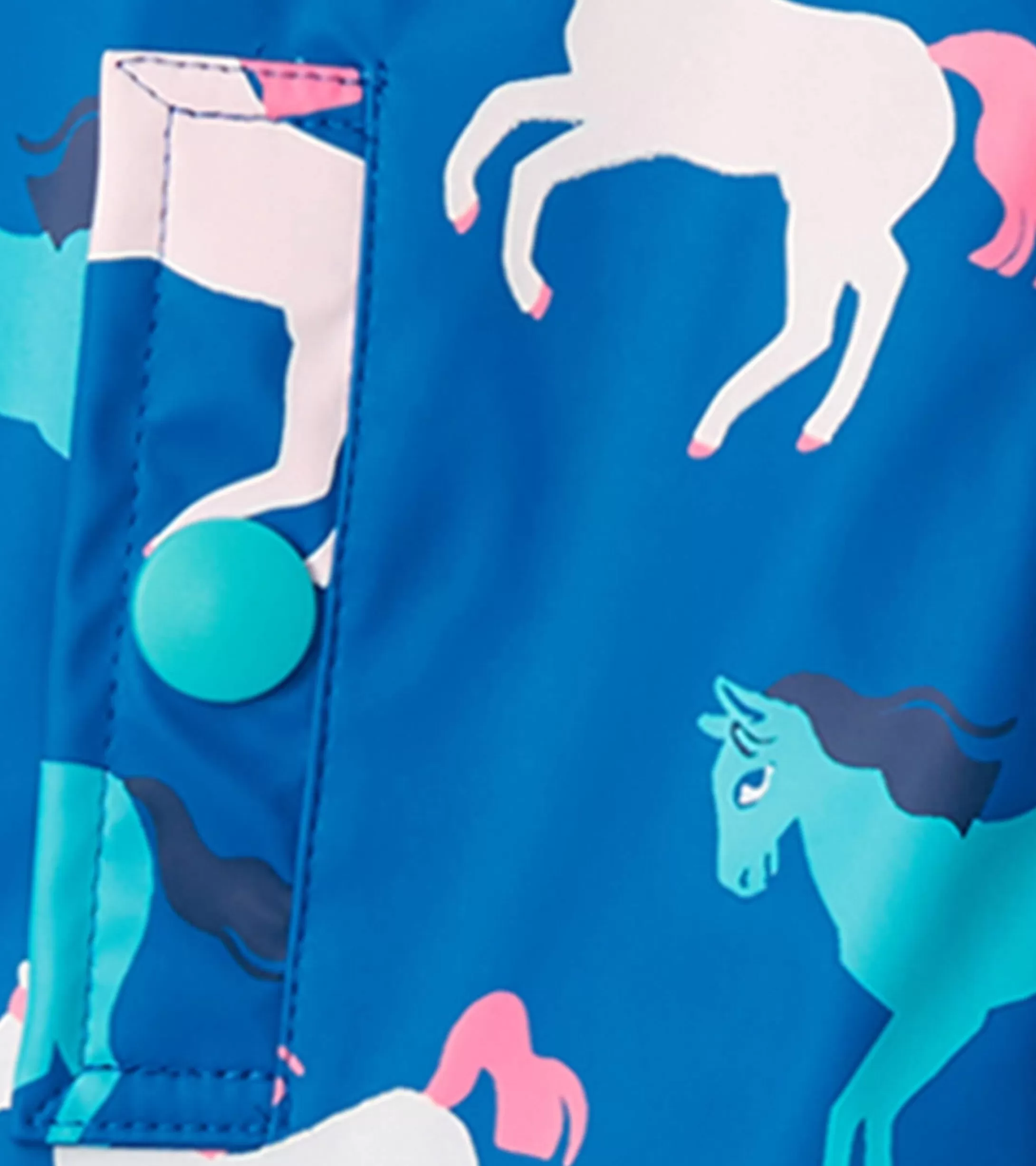 Hatley Girls Prancing Horses Colour Changing Sherpa Lined Button-Up Rain Jack Outlet