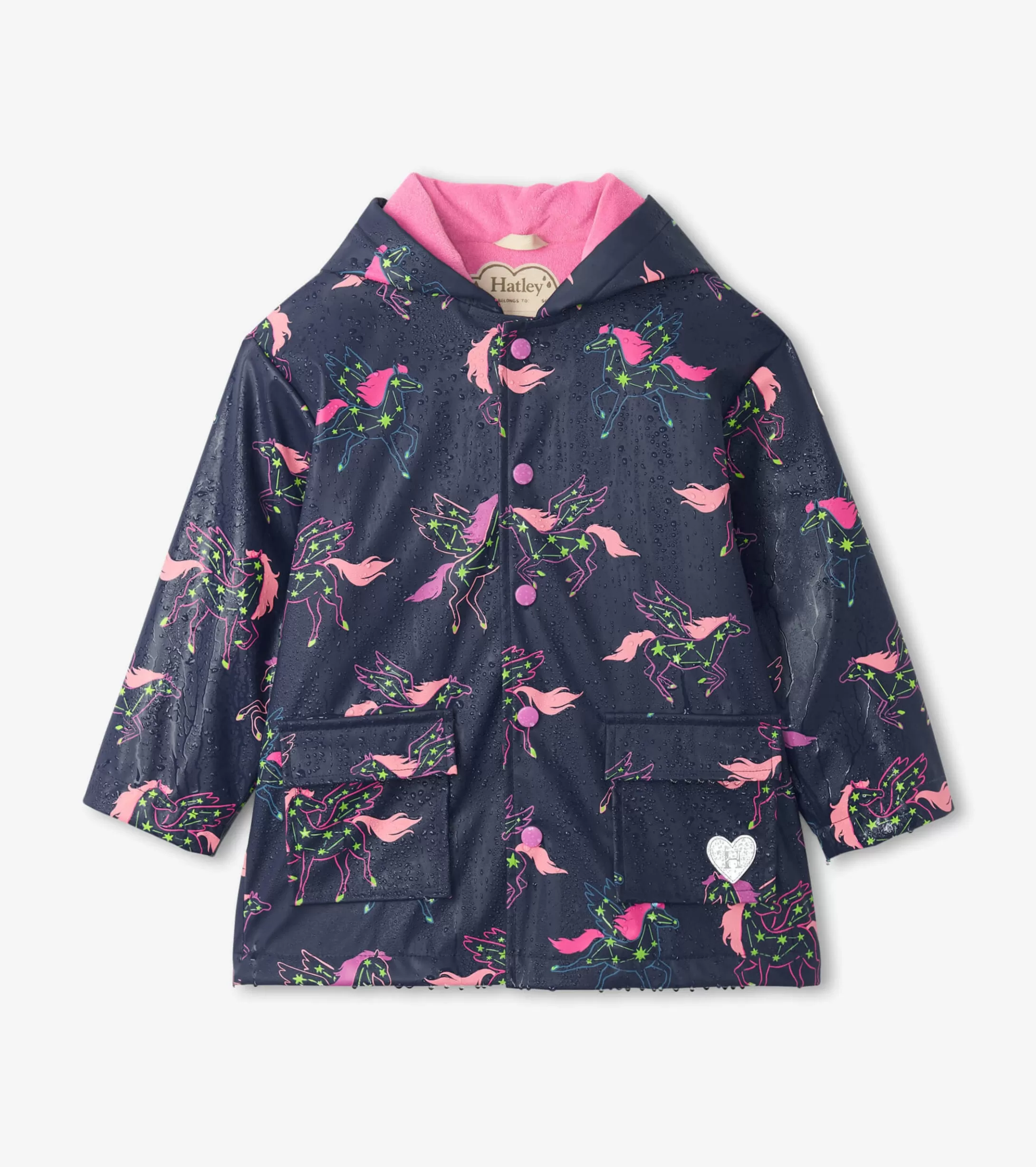 Hatley Girls Unicorn Constellations Colour Changing Button-Up Rain Jacket Best