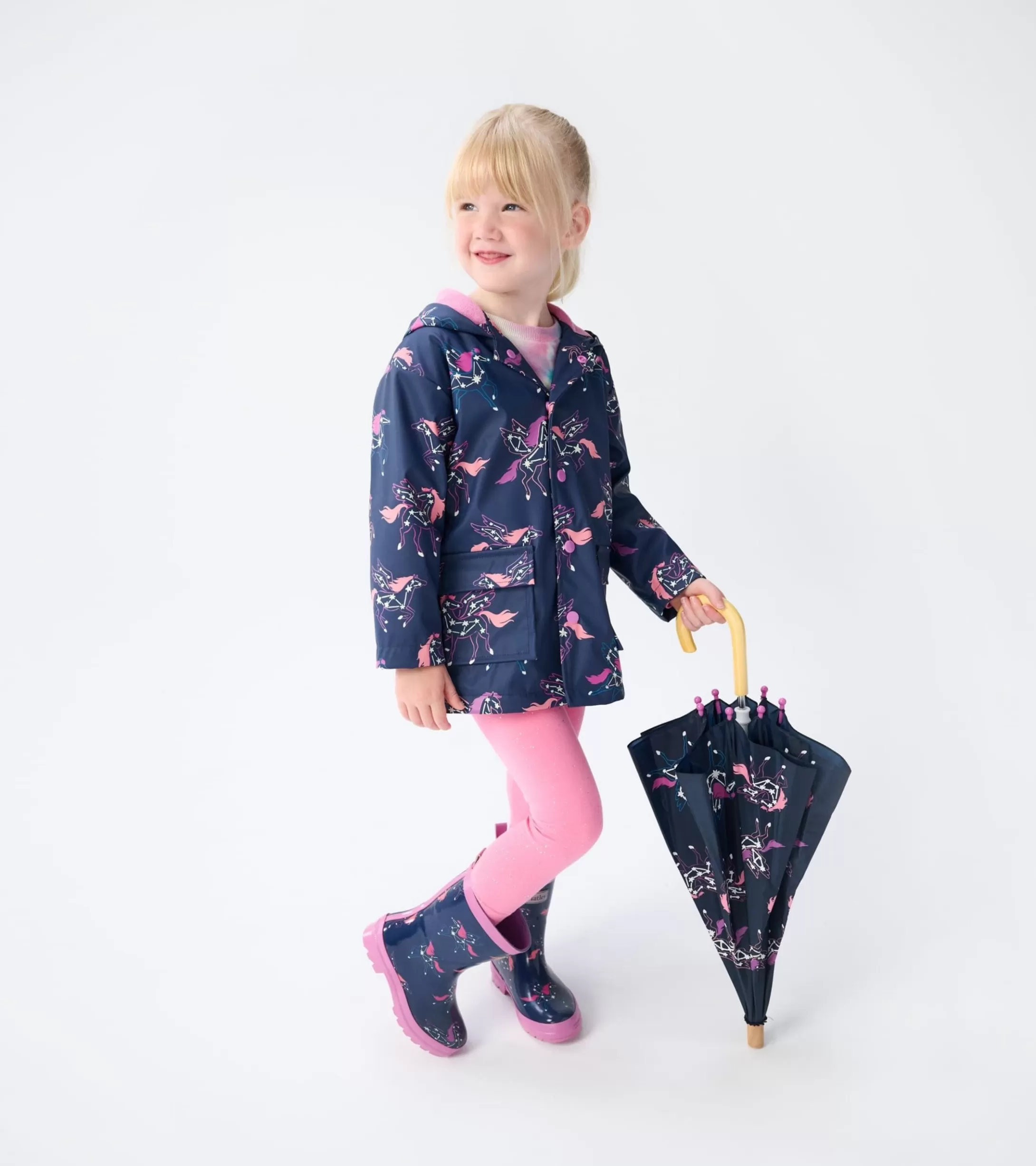 Hatley Girls Unicorn Constellations Colour Changing Button-Up Rain Jacket Best